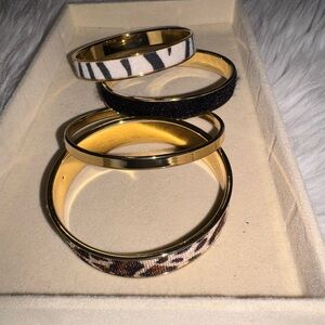 Elegant Gold and Black Patterned Bangle Set